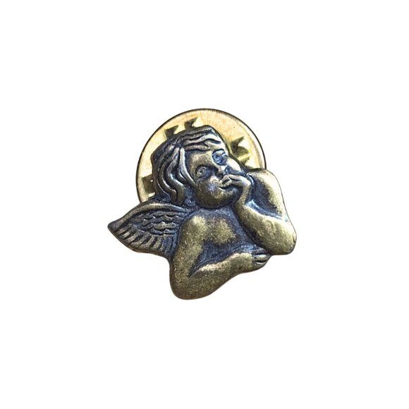 Vintage Angel Metal Lapel pinback Hat Pin - Picture 1 of 2